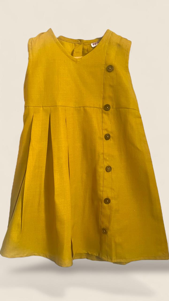 Linen Dress - Mustard Yellow