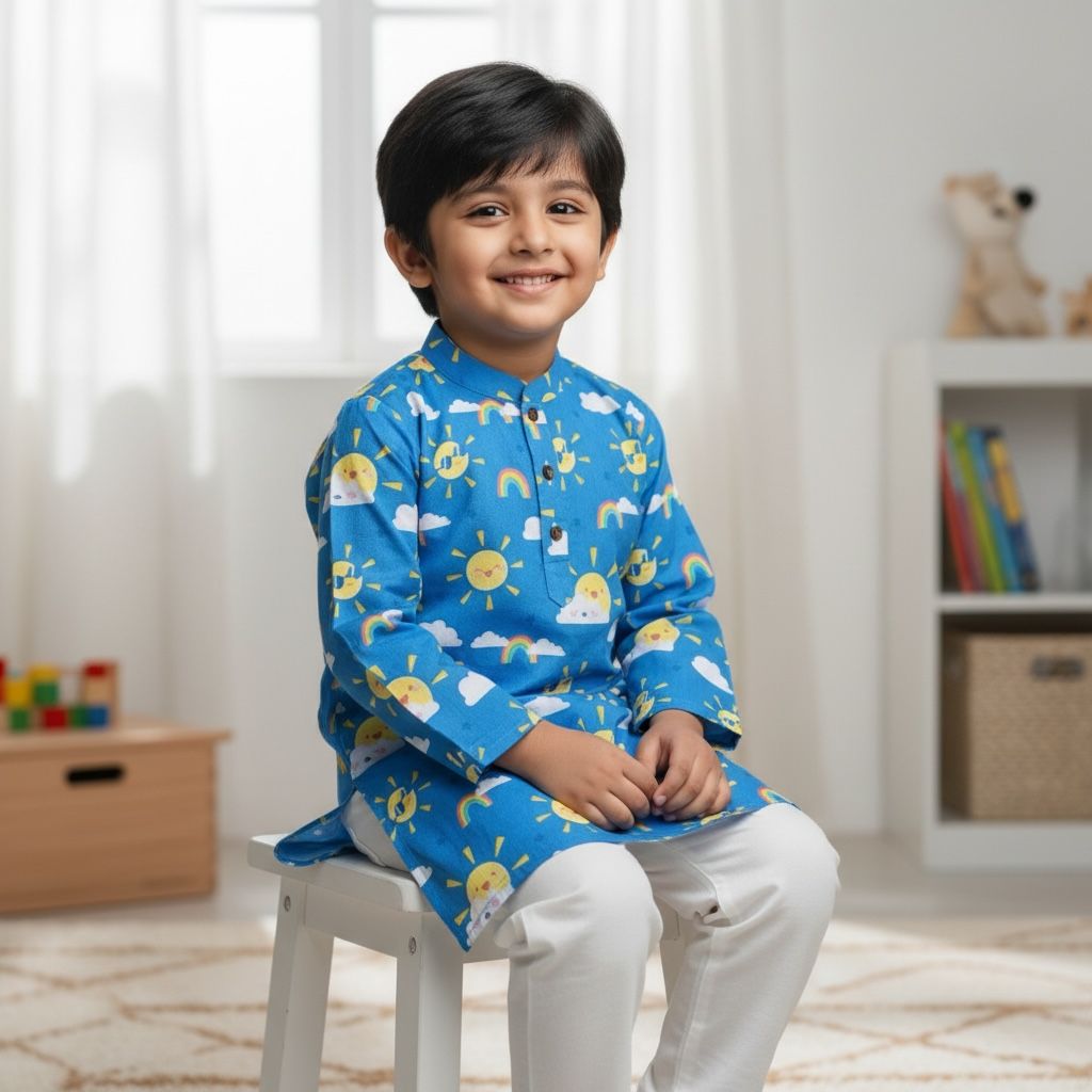 Festive wear - blue kurta pyjama